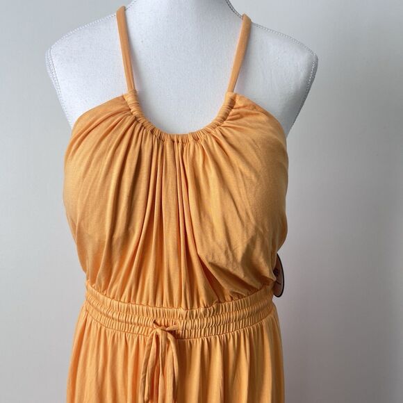 Soma Halter Maxi Bra Dress in Orange Soft Jersey Size XL NEW Vacation Nectarine - Picture 4 of 13